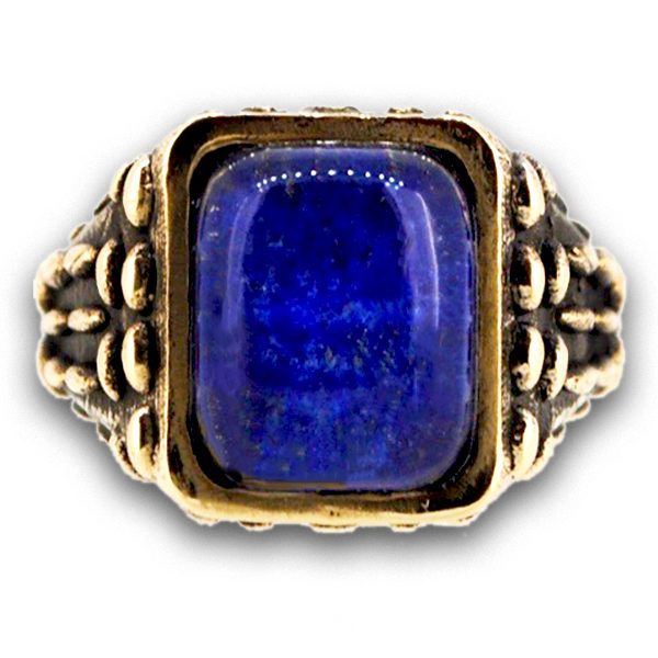 anello mandorlato con pietra blu
