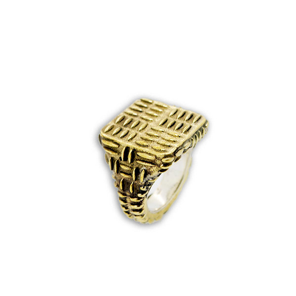 Anello Mandorlato Quadrato in Bronzo e Argento 925 - immagine 4