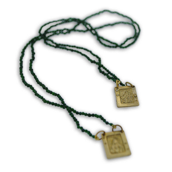 Scapolare Sacro con Agata Verde in Argento 925 o Bronzo - immagine 2