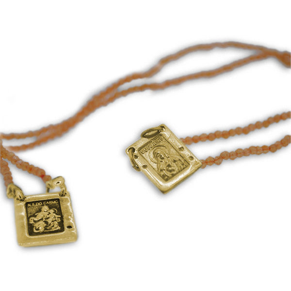 Scapolare Sacro con Pietra Citrino in Argento 925 o Bronzo - immagine 2