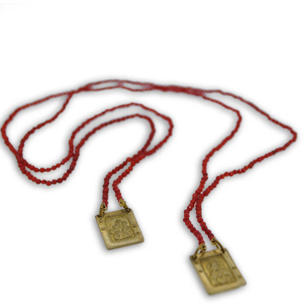Scapolare Sacro con Granato Rosso in Argento 925 o Bronzo - immagine 2
