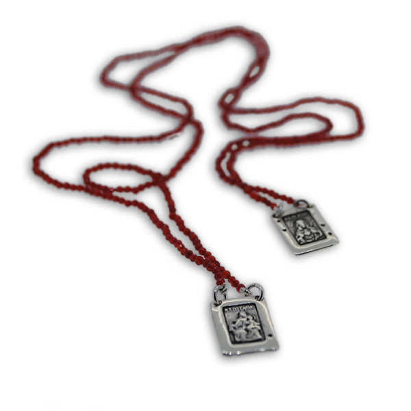 Scapolare Sacro con Granato Rosso in Argento 925 o Bronzo