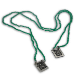 Scapolare Classico Sacro in Argento 925 o Bronzo con Quarzo Verde