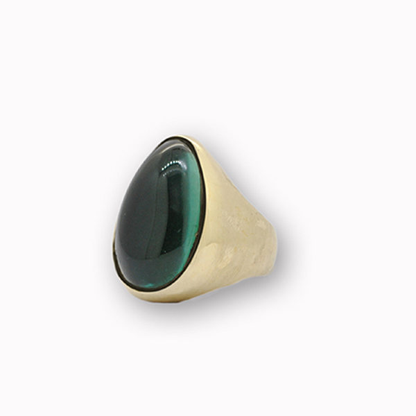 Anello Goccia "IDRO" Verde in Bronzo e Argento 925 - immagine 3