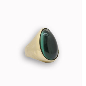 Anello Goccia "IDRO" Verde in Bronzo e Argento 925