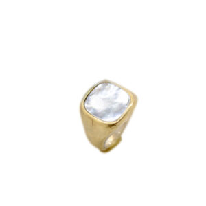 anello artigianale bronzo chevalet madreperla rettangolare napoli