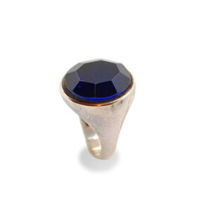 mattana design anello argento 925 pietra esagonale spinello blue